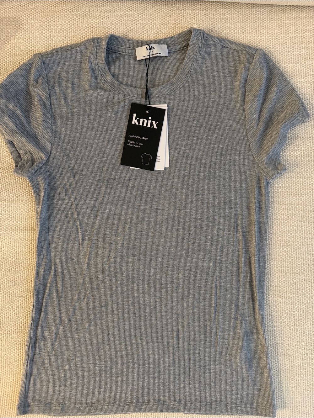 knix Light Gray Short Sleeve Crewneck Tee
